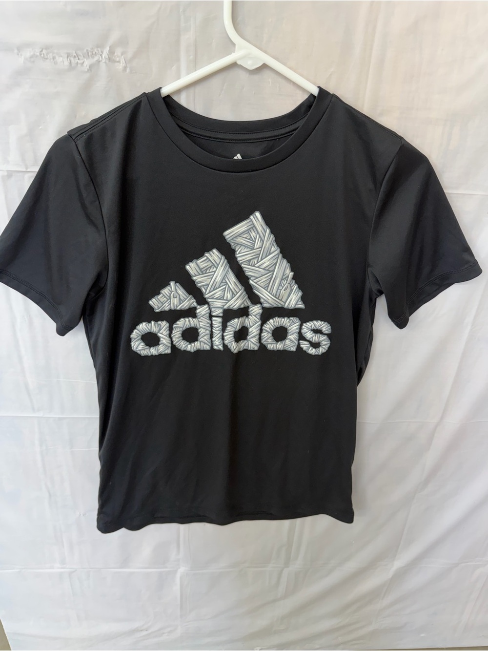 adidas Black Short-Sleeve Tee with White Shoe String Logo